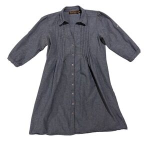 Speed Control New York Chambray Shirt Dress Tunic Blue Cotton Medium M